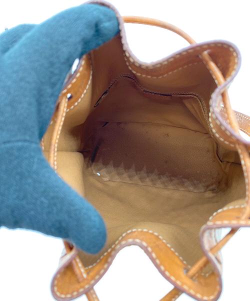 CELINE（セリーヌ）CELINE (セリーヌ) 巾着ショルダーバッグ キャメル×ベージュの古着・服飾アイテム