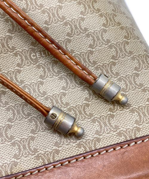 CELINE（セリーヌ）CELINE (セリーヌ) 巾着ショルダーバッグ キャメル×ベージュの古着・服飾アイテム