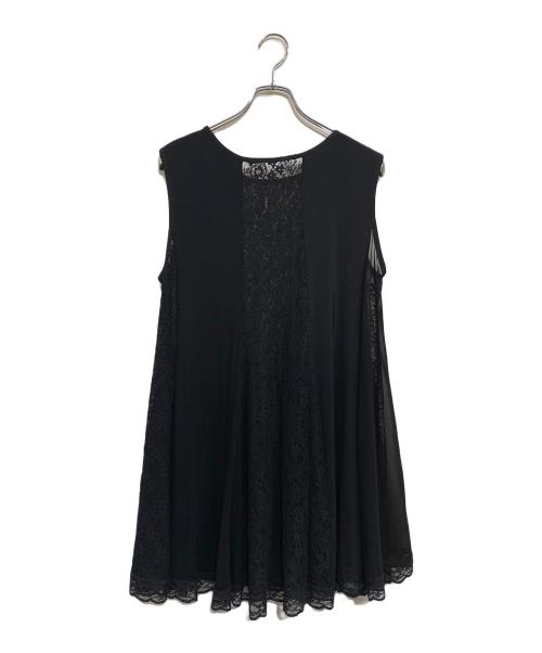 TOKUKO1erVOL（トクコプルミエヴォル）TOKUKO1erVOL (トクコプルミエヴォル) レースコンビノースリーブワンピース ブラック サイズ:SIZE 9の古着・服飾アイテム