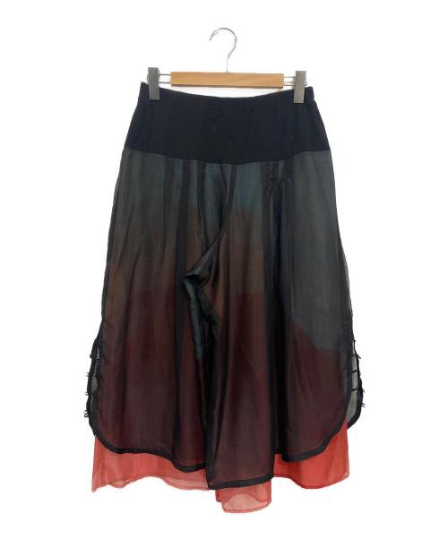 TOKUKO1erVOL（トクコプルミエヴォル）TOKUKO1erVOL (トクコプルミエヴォル) レイヤードシアーワイドパンツ ブラック×レッド サイズ:SIZE 9の古着・服飾アイテム