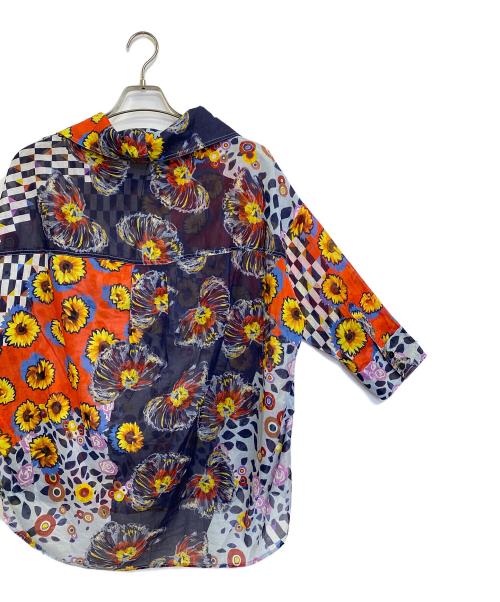 CUBE CUBE（キューブキューブ）CUBE CUBE (キューブキューブ) フラワー×ジオメトリックプルオーバーチュニック レッド×ブラック サイズ:SIZE 38の古着・服飾アイテム