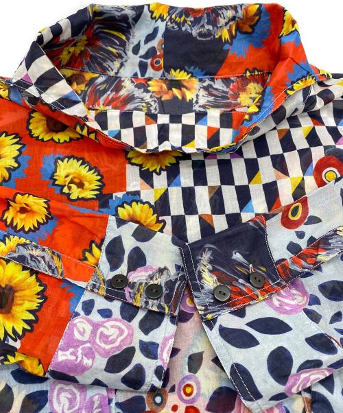 CUBE CUBE（キューブキューブ）CUBE CUBE (キューブキューブ) フラワー×ジオメトリックプルオーバーチュニック レッド×ブラック サイズ:SIZE 38の古着・服飾アイテム