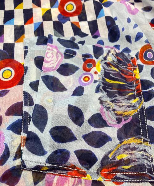 CUBE CUBE（キューブキューブ）CUBE CUBE (キューブキューブ) フラワー×ジオメトリックプルオーバーチュニック レッド×ブラック サイズ:SIZE 38の古着・服飾アイテム