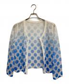 慈雨ジウ）の古着「麻混コインドットシアーカーディガン」｜ホワイト×ブルードット