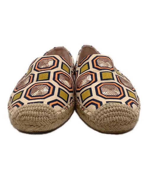 TORY BURCH（トリーバーチ）TORY BURCH (トリーバーチ) エスパドリーユ アイボリー×オレンジ サイズ:US 8の古着・服飾アイテム