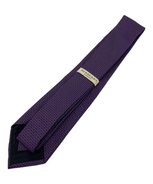 BURBERRY LONDON（バーバリーロンドン）BURBERRY LONDON (バーバリーロンドン) ピンドット×チェック柄ネクタイ パープル サイズ:大剣幅8.5ｃｍの古着・服飾アイテム