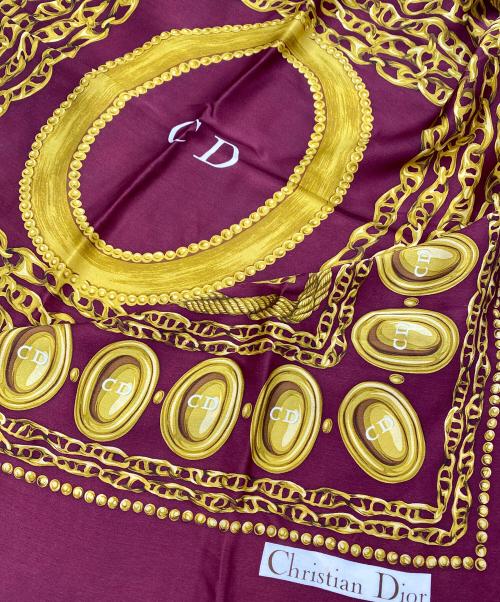 Christian Dior（クリスチャン ディオール）Christian Dior (クリスチャン ディオール) ヴィンテージシルクスカーフ レッドの古着・服飾アイテム