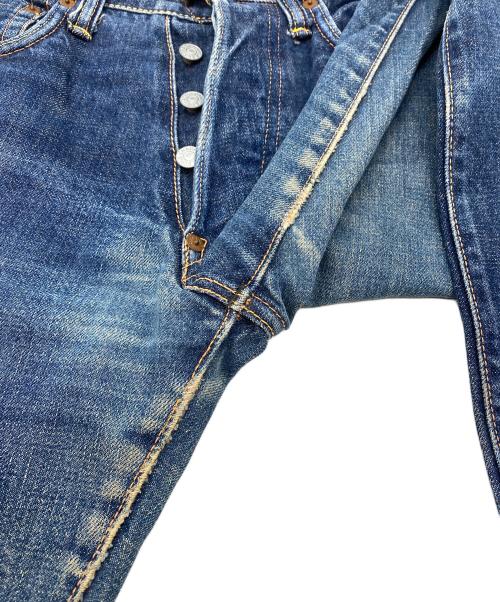 EVISU（エヴィス）EVISU (エヴィス) ボタンフライデニムパンツ インディゴ×レッド×ホワイト サイズ:SIZE 68.5cm (W27)の古着・服飾アイテム