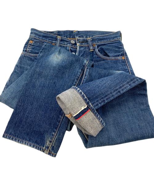 EVISU（エヴィス）EVISU (エヴィス) ボタンフライデニムパンツ インディゴ×レッド×ホワイト サイズ:SIZE 68.5cm (W27)の古着・服飾アイテム