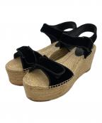 CELINEセリーヌ）の古着「ウェッジソールサンダル」｜ナチュラル×ブラック