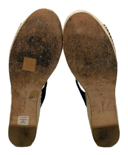 CELINE（セリーヌ）CELINE (セリーヌ) ウェッジソールサンダル ナチュラル×ブラック サイズ:40の古着・服飾アイテム