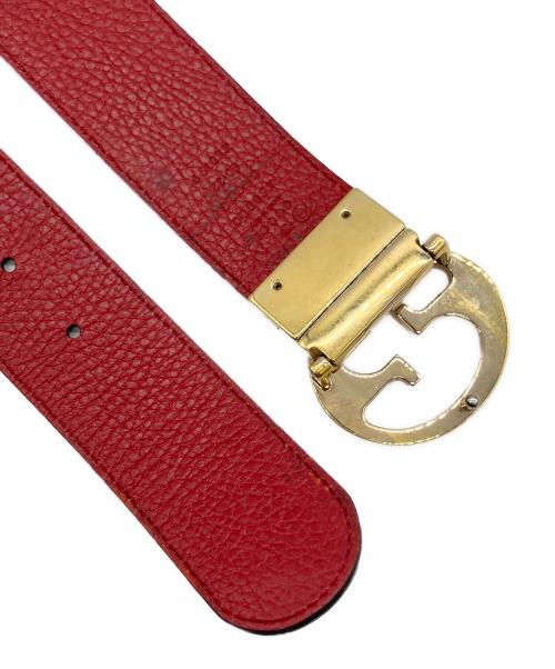 GUCCI（グッチ）GUCCI (グッチ) レザーベルト レッド×ブラックの古着・服飾アイテム