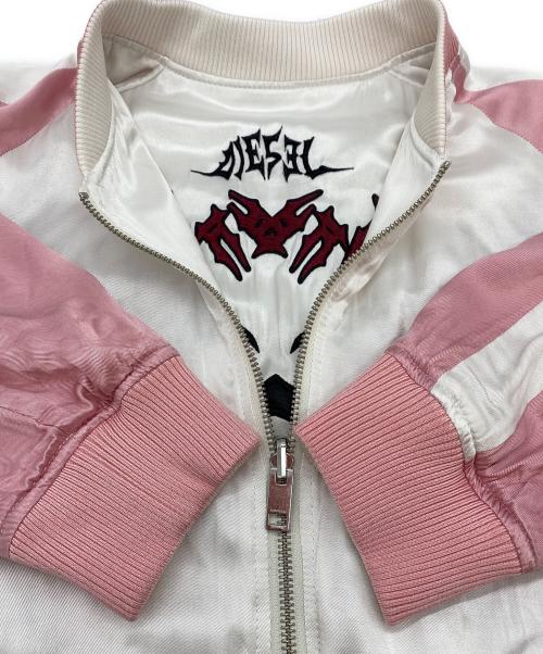 DIESEL（ディーゼル）DIESEL (ディーゼル) J-IVORY ブルゾン ホワイト×ピンク サイズ:SIZE EURの古着・服飾アイテム