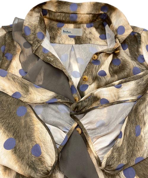 KOLOR（カラー）KOLOR (カラー) 長袖ファープリントブラウス 14WCL-B03124 Tops ベージュ サイズ:SIZE 1の古着・服飾アイテム