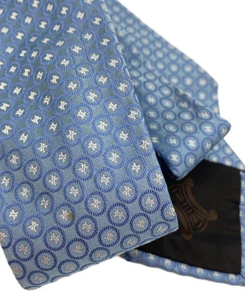 CELINE（セリーヌ）CELINE (セリーヌ) サークル×ロゴネクタイ ライトブルー サイズ:大剣幅9ｃｍの古着・服飾アイテム