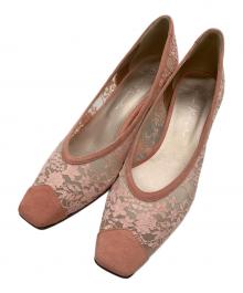 GINZA kanematsu（ギンザ カネマツ）の古着「チュールコンビパンプス」｜ピンク