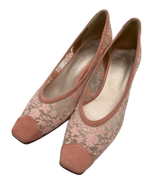 GINZA kanematsu（ギンザ カネマツ）GINZA kanematsu (ギンザ カネマツ) チュールコンビパンプス ピンク サイズ:SIZE 23.5cmの古着・服飾アイテム