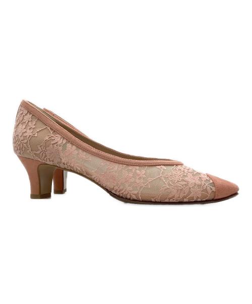 GINZA kanematsu（ギンザ カネマツ）GINZA kanematsu (ギンザ カネマツ) チュールコンビパンプス ピンク サイズ:SIZE 23.5cmの古着・服飾アイテム