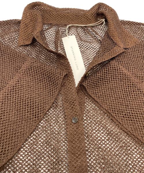 STUNNING LURE（スタニングルアー）STUNNING LURE (スタニングルアー) スキッパーメッシュシャツ ブラウン サイズ:SIZE M 未使用品の古着・服飾アイテム