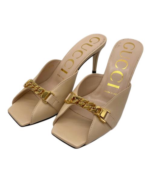 GUCCI（グッチ）GUCCI (グッチ) チェーンモチーフミュール ピンク サイズ:SIZE 36の古着・服飾アイテム