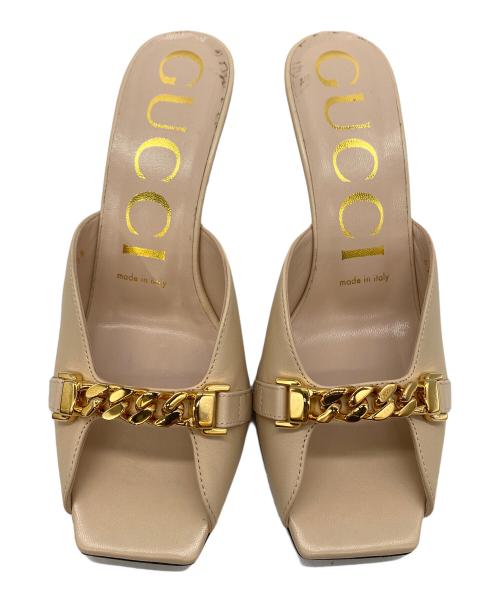 GUCCI（グッチ）GUCCI (グッチ) チェーンモチーフミュール ピンク サイズ:SIZE 36の古着・服飾アイテム