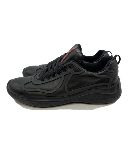PRADA（プラダ）PRADA (プラダ) レザースニーカー ブラック サイズ:SIZE7の古着・服飾アイテム