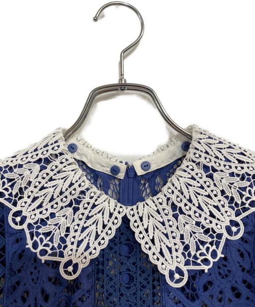 Snidel（スナイデル）Snidel (スナイデル) 2022AW レースカラーミニワンピース ブルー×ホワイト サイズ:SIZE 0の古着・服飾アイテム