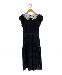 Snidel（スナイデル）の古着「2022AW レースカラーミニワンピース」｜ブラック×ホワイト