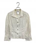 CHANELシャネル）の古着「ココマークボタンウエストボーン入り長袖ブラウス」｜ホワイト