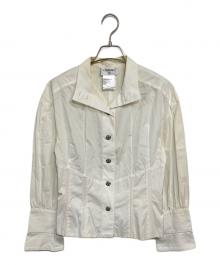 CHANEL（シャネル）の古着「ココマークボタンウエストボーン入り長袖ブラウス」｜ホワイト