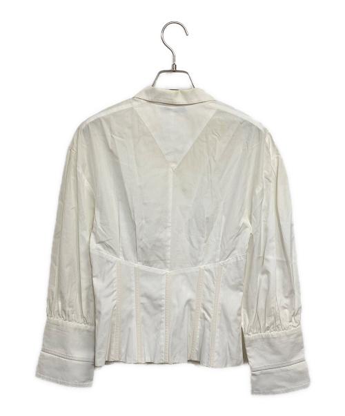 CHANEL（シャネル）CHANEL (シャネル) ココマークボタンウエストボーン入り長袖ブラウス ホワイト サイズ:38の古着・服飾アイテム