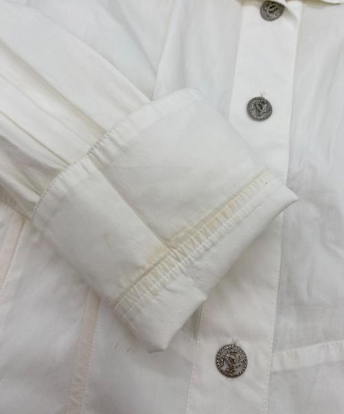 CHANEL（シャネル）CHANEL (シャネル) ココマークボタンウエストボーン入り長袖ブラウス ホワイト サイズ:38の古着・服飾アイテム