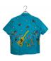 Star OF HOLLYWOOD (スターオブハリウッド) 半袖COTTON TYPEWRITER OPEN SHIRT “ROCK 'N' ROLL GUITAR” ターコイズブルー サイズ:SIZE S：12000円