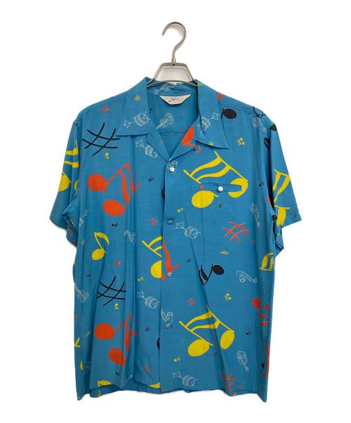 Star OF HOLLYWOOD（スターオブハリウッド）Star OF HOLLYWOOD (スターオブハリウッド) HIGH DENSITY RAYON OPEN SHIRT ブルー サイズ:SIZE Mの古着・服飾アイテム