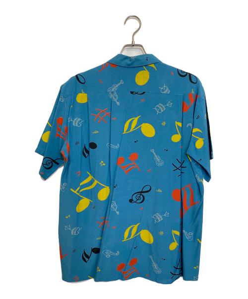 Star OF HOLLYWOOD（スターオブハリウッド）Star OF HOLLYWOOD (スターオブハリウッド) HIGH DENSITY RAYON OPEN SHIRT ブルー サイズ:SIZE Mの古着・服飾アイテム