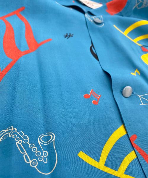 Star OF HOLLYWOOD（スターオブハリウッド）Star OF HOLLYWOOD (スターオブハリウッド) HIGH DENSITY RAYON OPEN SHIRT ブルー サイズ:SIZE Mの古着・服飾アイテム