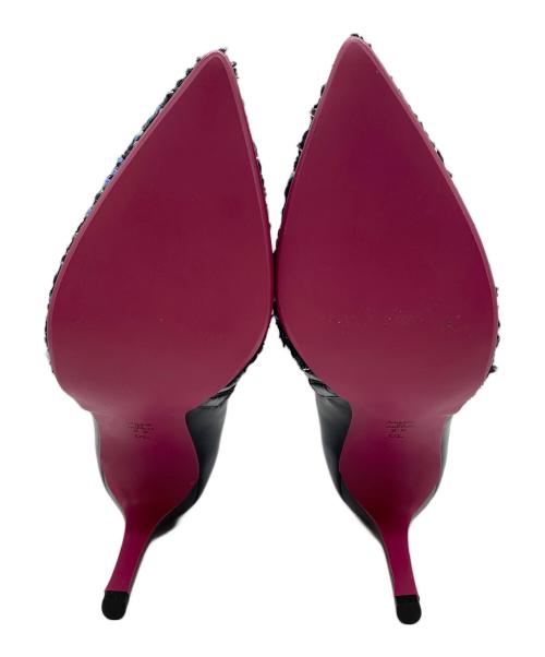 DIANA（ダイアナ）DIANA (ダイアナ) クロスマルチツイードクロスムース ブーツ ブラック×ゴールド サイズ:SIZE 22cmの古着・服飾アイテム