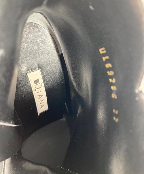 DIANA（ダイアナ）DIANA (ダイアナ) クロスマルチツイードクロスムース ブーツ ブラック×ゴールド サイズ:SIZE 22cmの古着・服飾アイテム