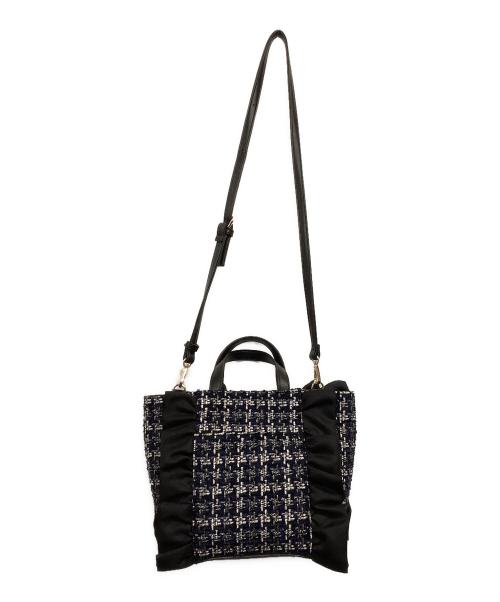 DIANA（ダイアナ）DIANA (ダイアナ) フリルツイードハンドバッグ ブラック×ブルーの古着・服飾アイテム