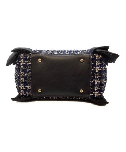 DIANA（ダイアナ）DIANA (ダイアナ) フリルツイードハンドバッグ ブラック×ブルーの古着・服飾アイテム