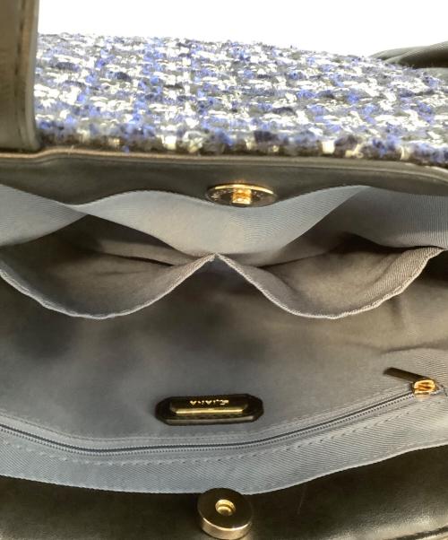 DIANA（ダイアナ）DIANA (ダイアナ) フリルツイードハンドバッグ ブラック×ブルーの古着・服飾アイテム