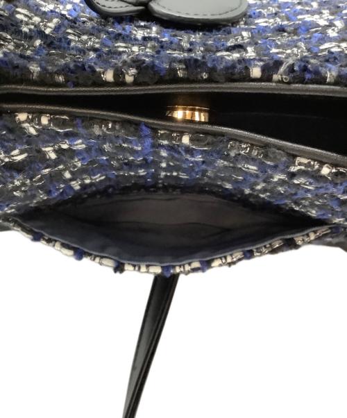 DIANA（ダイアナ）DIANA (ダイアナ) フリルツイードハンドバッグ ブラック×ブルーの古着・服飾アイテム