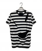 Y'sワイズ）の古着「ボールドボーダーTシャツ」｜ホワイト×ブラック