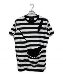 Y's（ワイズ）の古着「ボールドボーダーTシャツ」｜ホワイト×ブラック