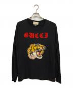 GUCCIグッチ）の古着「エンブロイダリー L/S Tシャツ タイガー」｜ブラック
