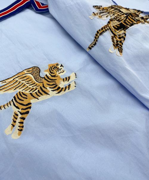 GUCCI（グッチ）GUCCI (グッチ) オープンカラーボックスシャツ タイガー ライトブルー サイズ:SIZE 46の古着・服飾アイテム