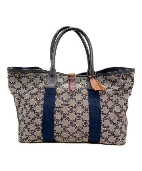 CELINE（セリーヌ）CELINE (セリーヌ) トートバッグ　トリオンフ グレー×ネイビーの古着・服飾アイテム