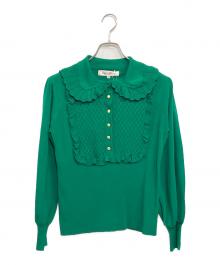 Super Beauty（スーパービューティ）の古着「23AW レイヤード風フリル衿セーター」｜グリーン