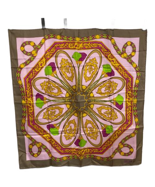 CELINE（セリーヌ）CELINE (セリーヌ) シルクスカーフ グレー×ピンクの古着・服飾アイテム