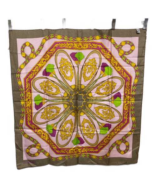 CELINE（セリーヌ）CELINE (セリーヌ) シルクスカーフ グレー×ピンクの古着・服飾アイテム